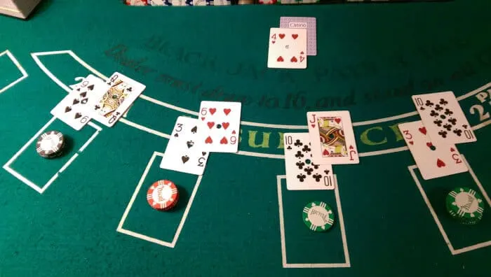 An infographic outlining the basic rules of blackjack, including the objective to reach 21, how cards are dealt, and the actions players can take such as hit, stand, double down, or split.