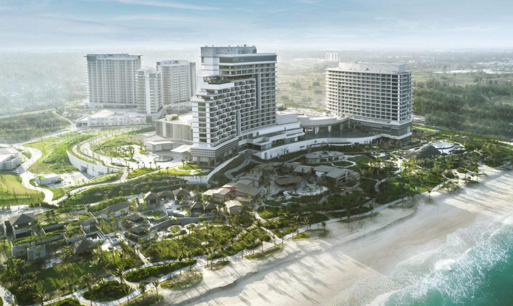 Aerial view of Hoiana Resort and its beachfront location