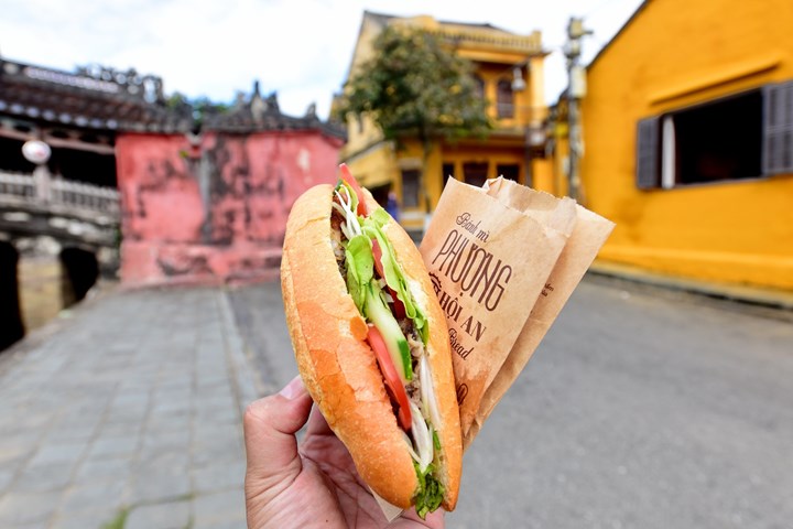 A delicious Banh Mi sandwich, a popular Vietnamese street food