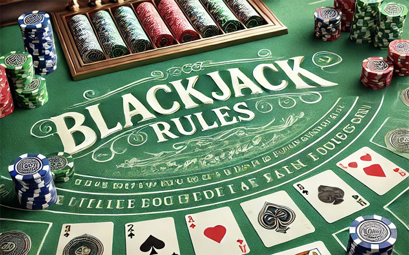 Bàn chơi Blackjack với các lá bài và người chơi đang tham gia.