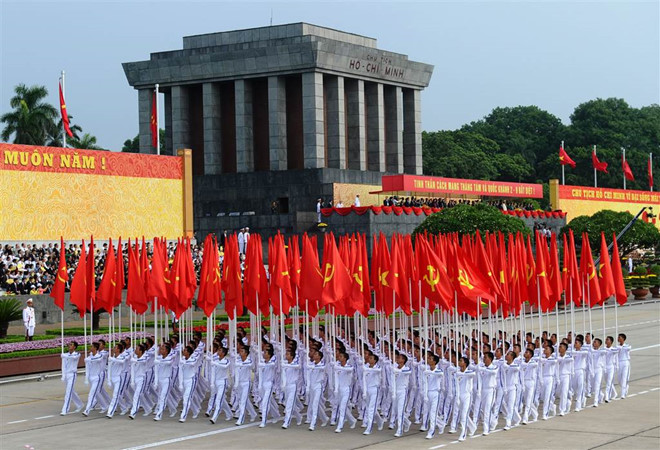 Tourists visiting historical sites in Hanoi during Vietnam Independence Day.