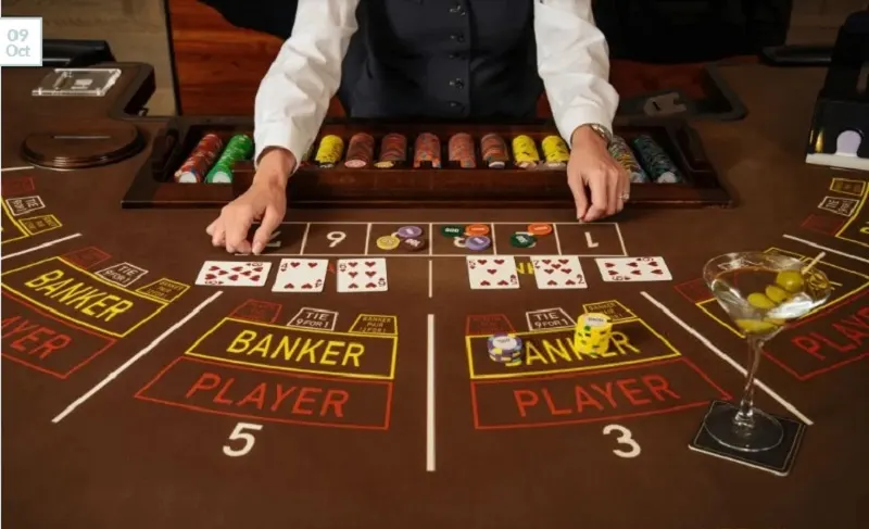 Người chơi đang tham gia các table games tại Việt Nam trong một sòng bài hiện đại với bàn chơi roulette và blackjack, ánh sáng rực rỡ và không khí sôi động.