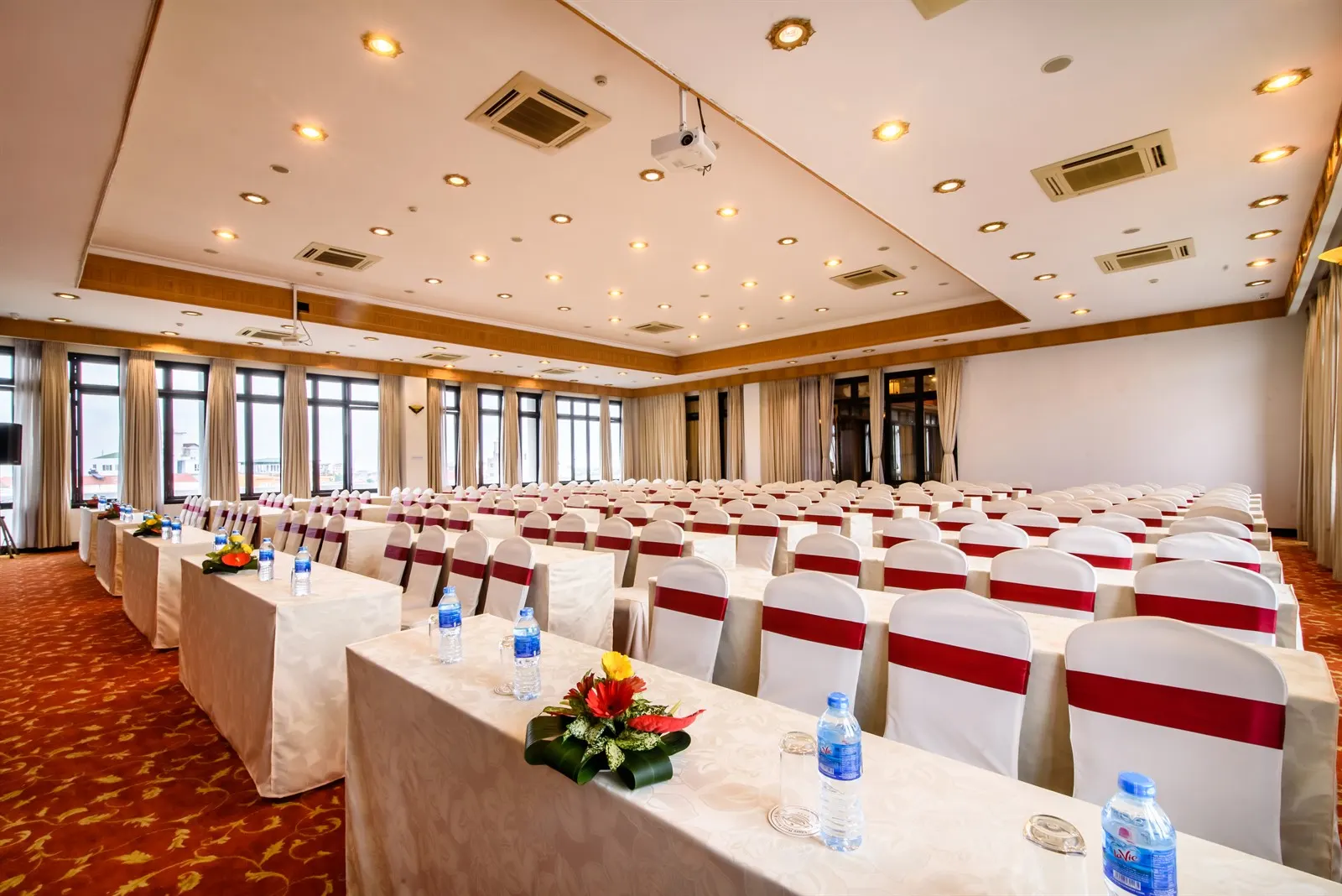 "Elegant setup at one of the top networking event venues in Hoi An, featuring open-air seating, ambient lighting, and a blend of modern and heritage architecture."